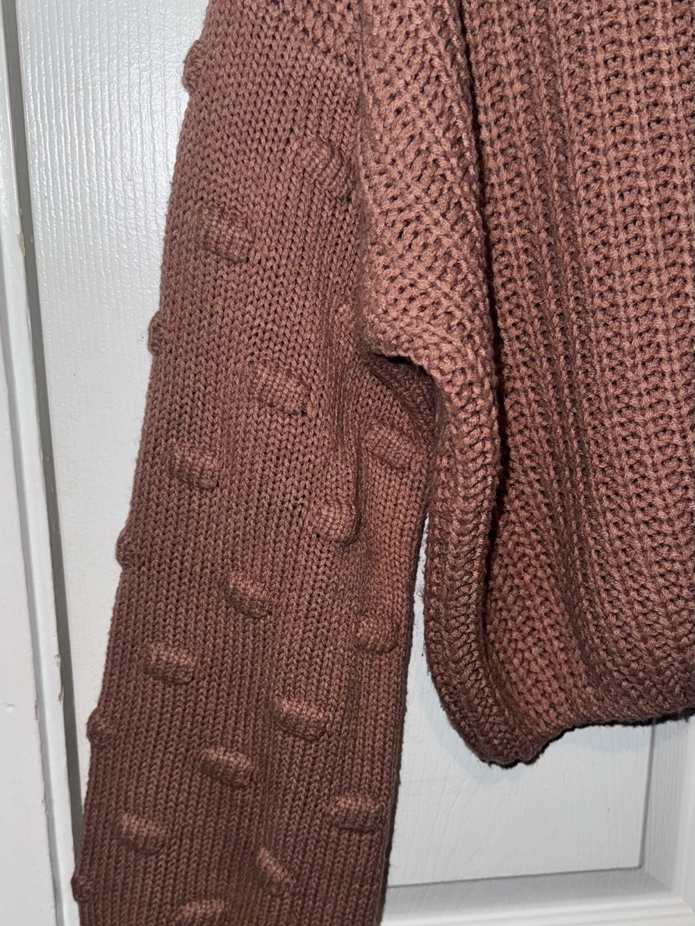 Jessica Simpson Dusty Rose Knit Bubble-Sleeve Crewneck Sweater - Picture 2 of 2